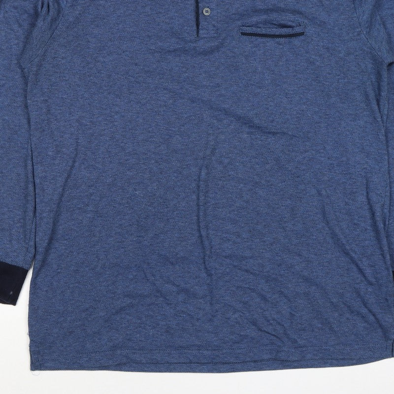 Array Men’s Blue 2XL Long Sleeve Polo Shirt Contrast Trim Pocket