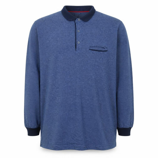 Array Men’s Blue 2XL Long Sleeve Polo Shirt Contrast Trim Pocket