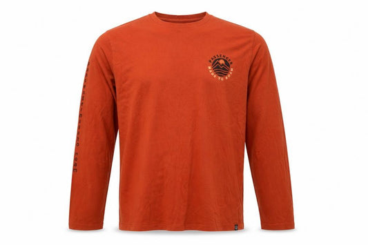 Passenger Men's Orange XL Long Sleeve Graphic Crew Neck T-Shirt