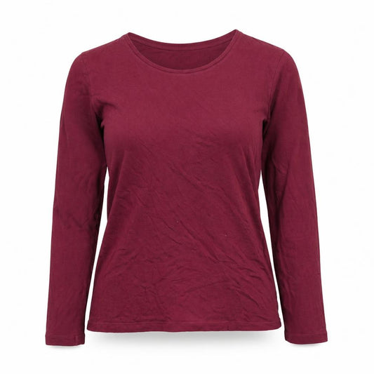 Jigsaw Women Red M Modal Cotton Long Sleeve Jersey Basic T-Shirt
