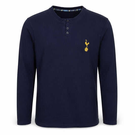 Tottenham Hotspur Men Blue M Long Sleeve Henley T-Shirt