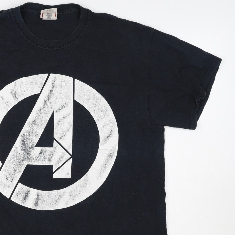 Marvel Men’s Black Large Avengers Logo Graphic Print T-Shirt