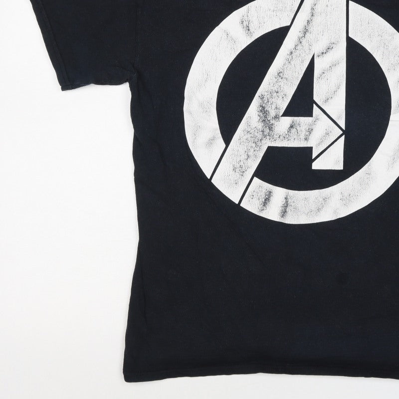 Marvel Men’s Black Large Avengers Logo Graphic Print T-Shirt