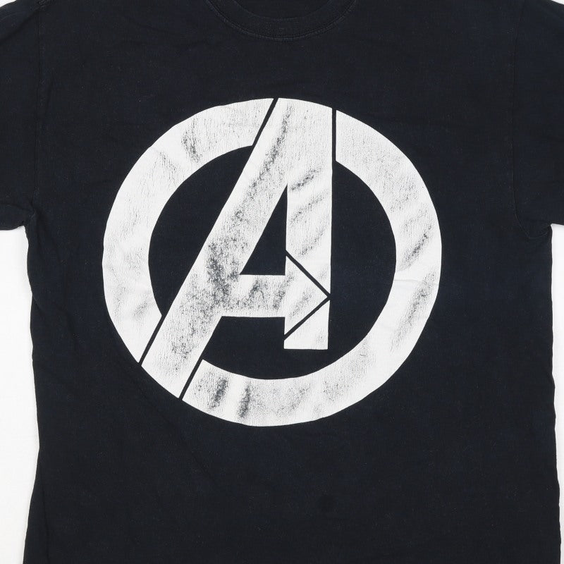 Marvel Men’s Black Large Avengers Logo Graphic Print T-Shirt