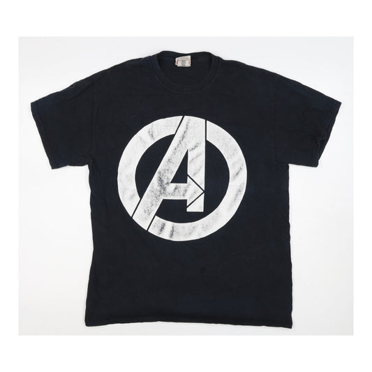 Marvel Men’s Black Large Avengers Logo Graphic Print T-Shirt