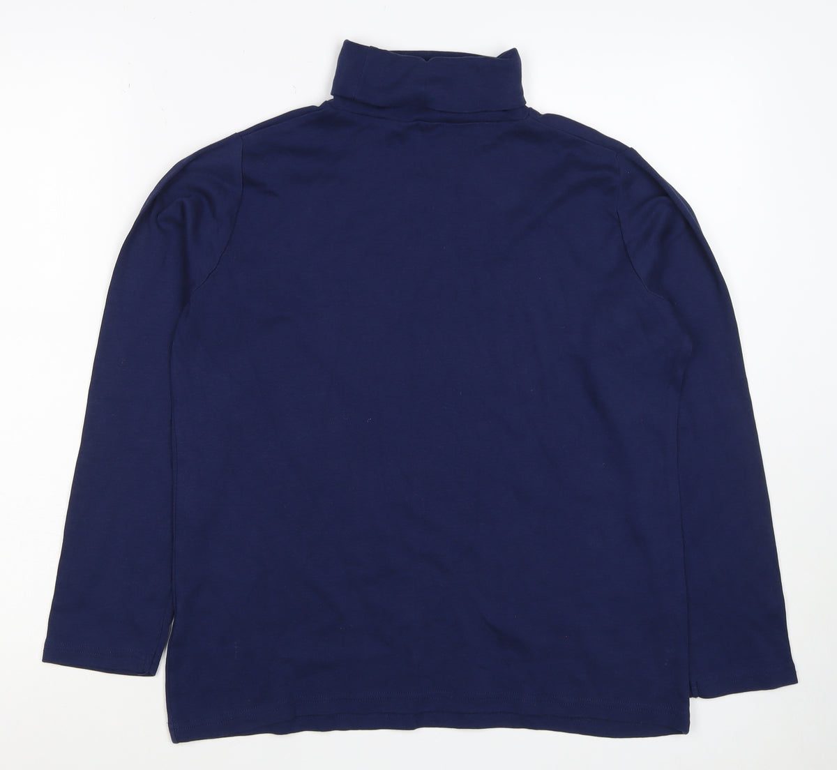 Isle Women’s Blue Size 14 Cotton Roll Neck Long Sleeve Basic Top