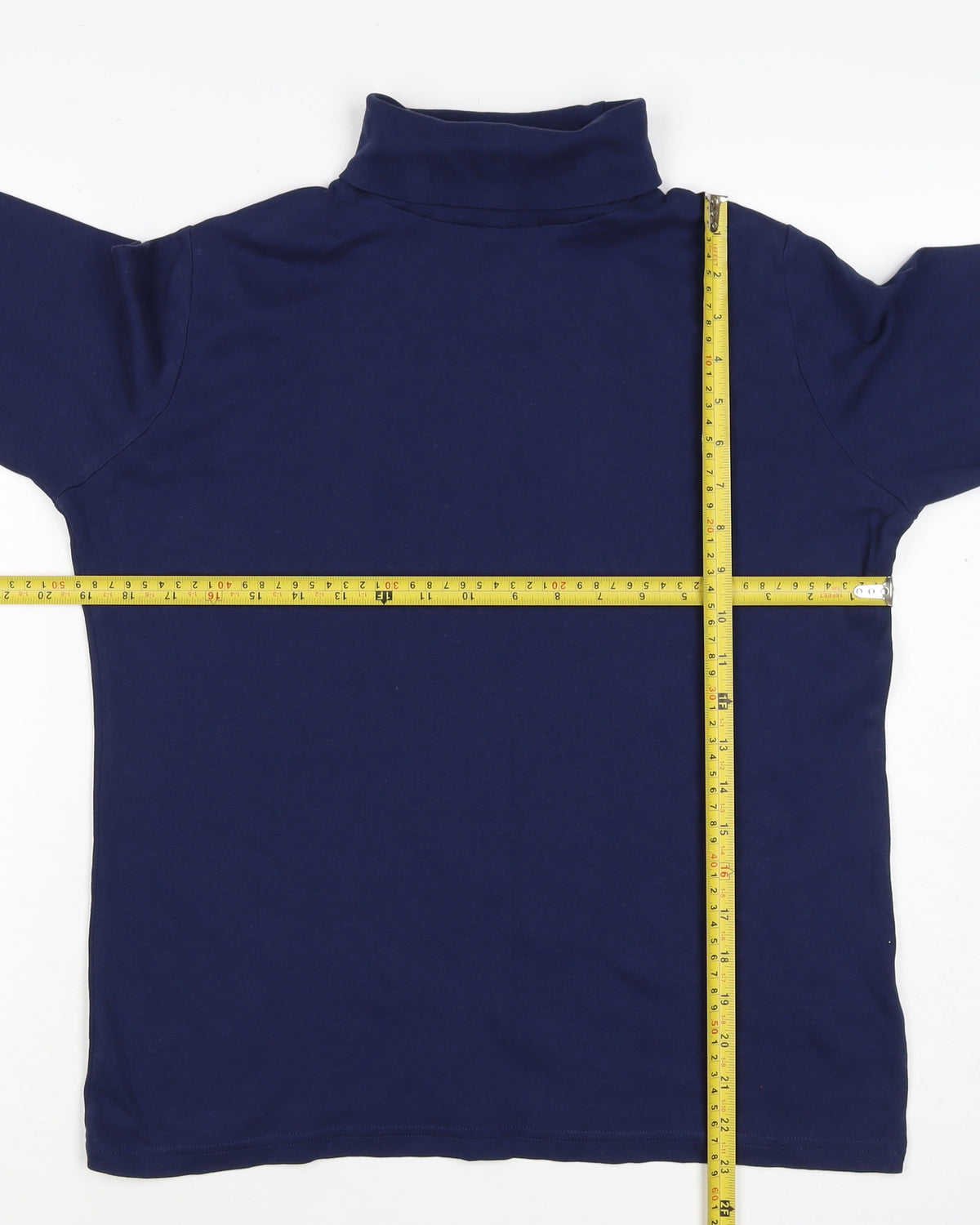 Isle Women’s Blue Size 14 Cotton Roll Neck Long Sleeve Basic Top