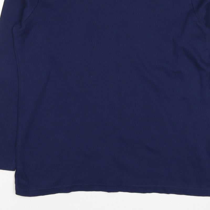 Isle Women’s Blue Size 14 Cotton Roll Neck Long Sleeve Basic Top