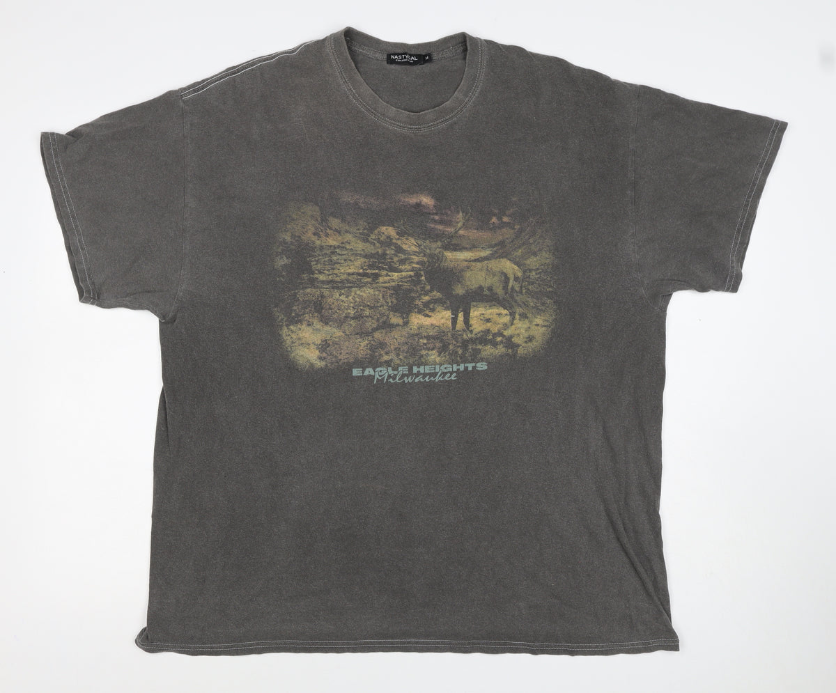 Nasty Gal Women’s Grey M Basic Eagle Heights Graphic T-Shirt