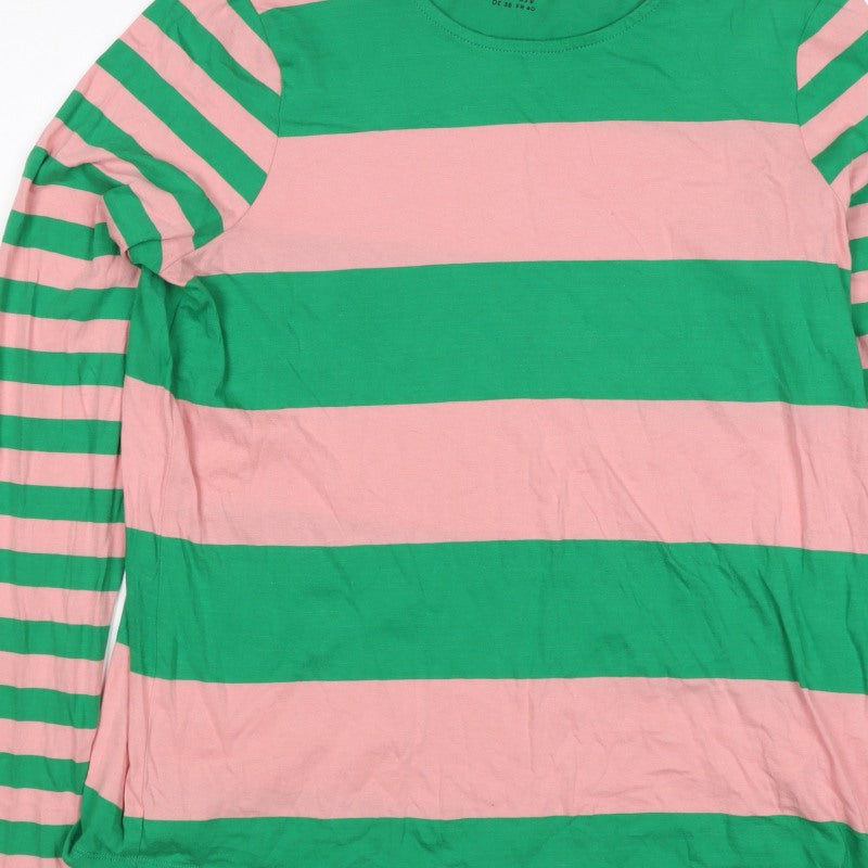 Boden Women's Multicoloured UK 12 Striped Long Sleeve Basic Jersey T-Shirt