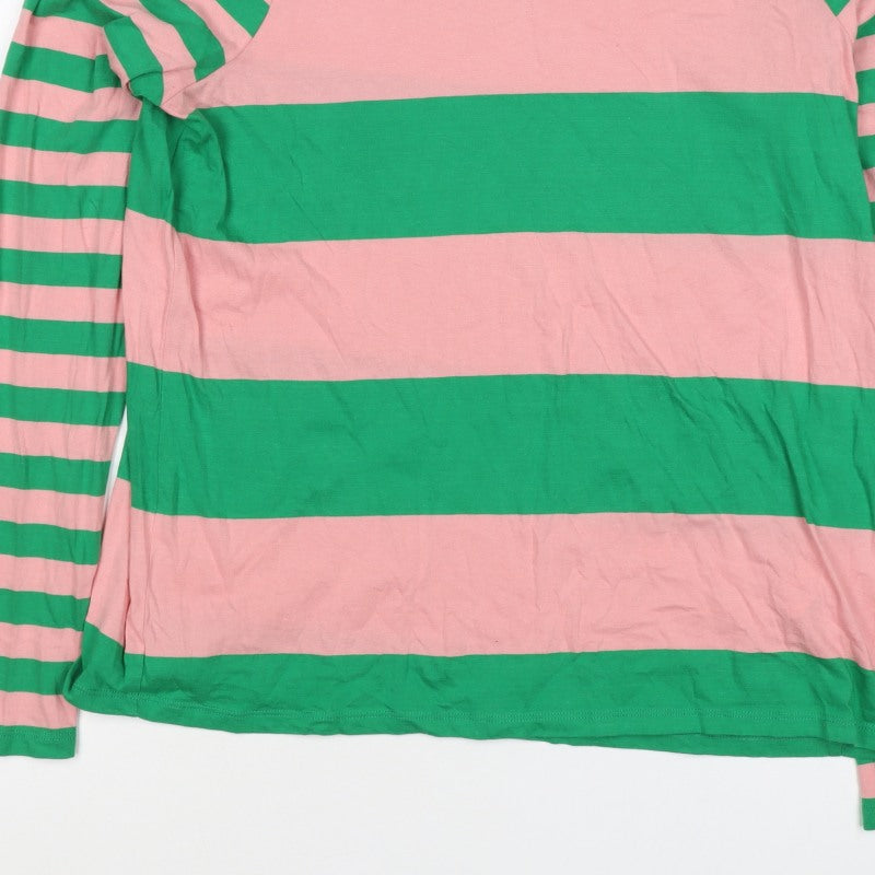 Boden Women's Multicoloured UK 12 Striped Long Sleeve Basic Jersey T-Shirt
