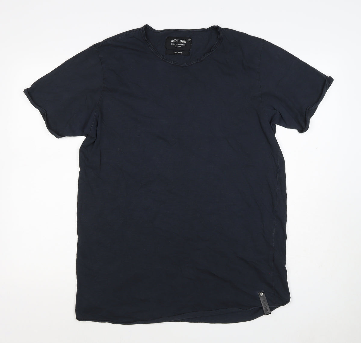 Indicode Men’s Blue 2XL V-Neck Short Sleeve Cotton T-Shirt