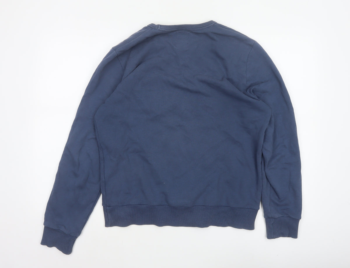 Element Unisex Adults Blue M Pullover Sweatshirt Floral Pocket Cotton