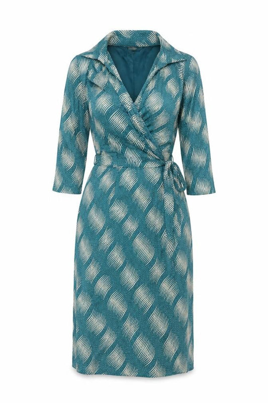 Ghost London Women’s Blue XS Stripe V-Neck Long Sleeve Wrap Dress
