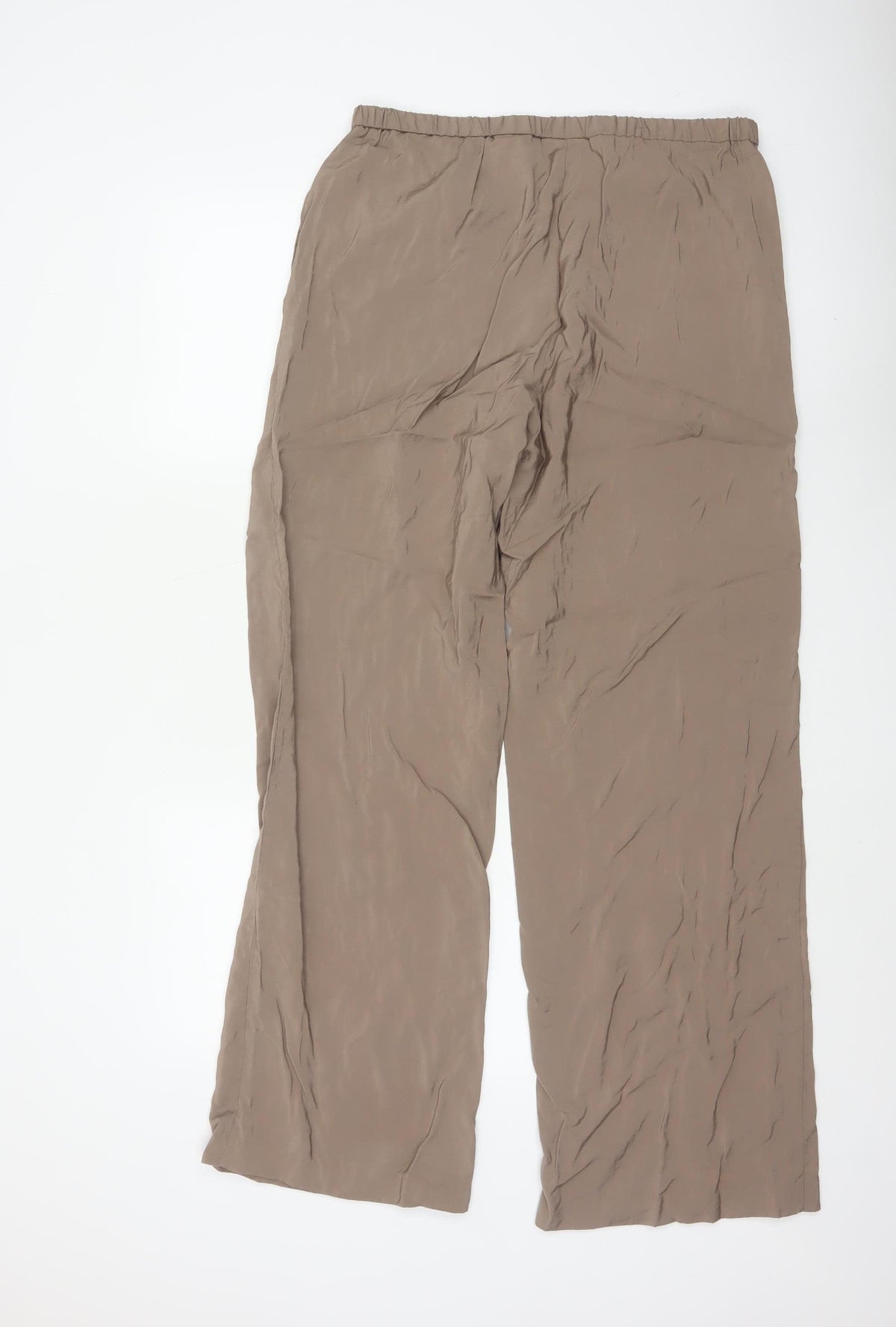 Weekday Women Beige M Wide-Leg Pull-On Viscose Trousers