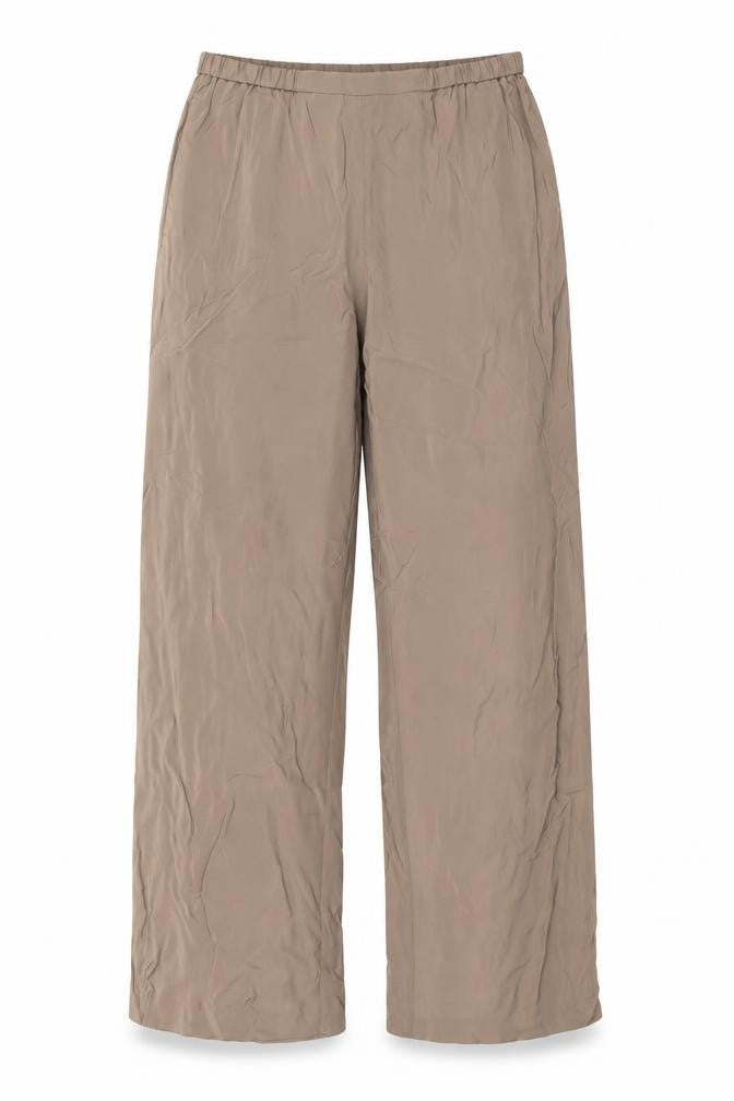 Weekday Women Beige M Wide-Leg Pull-On Viscose Trousers