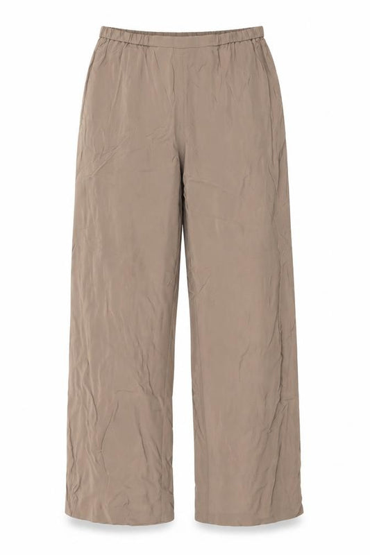 Weekday Women Beige M Wide-Leg Pull-On Viscose Trousers