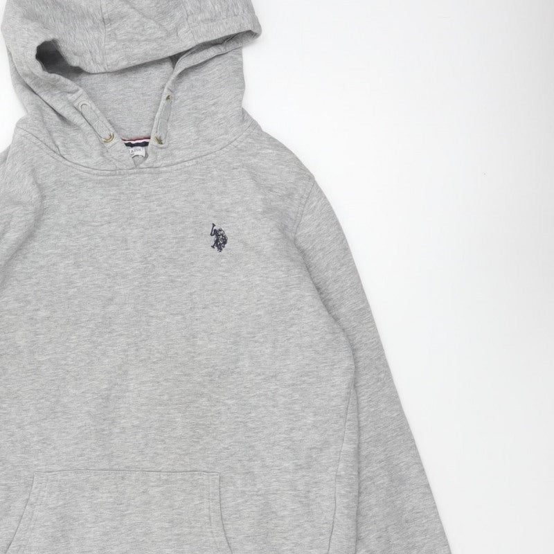 U.S. Polo Assn. Boys Grey 14-15 Years Pullover Logo Hoodie