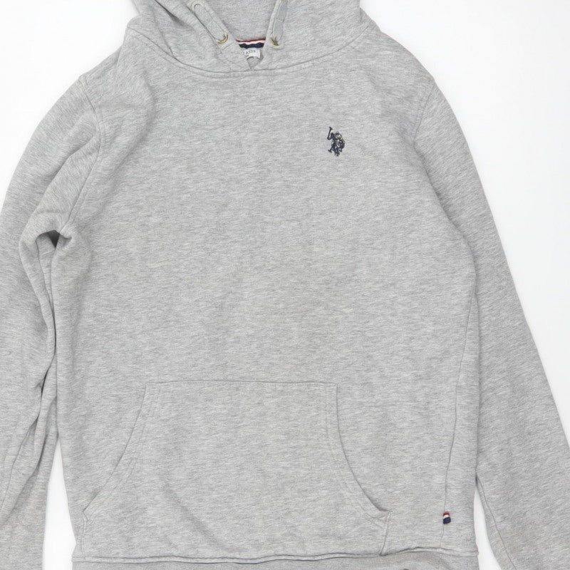 U.S. Polo Assn. Boys Grey 14-15 Years Pullover Logo Hoodie