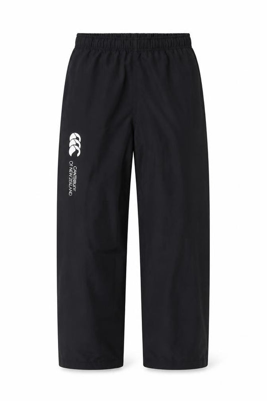 Canterbury Men's Black S Rain Trousers Elastic Waist Logo Ankle Zip