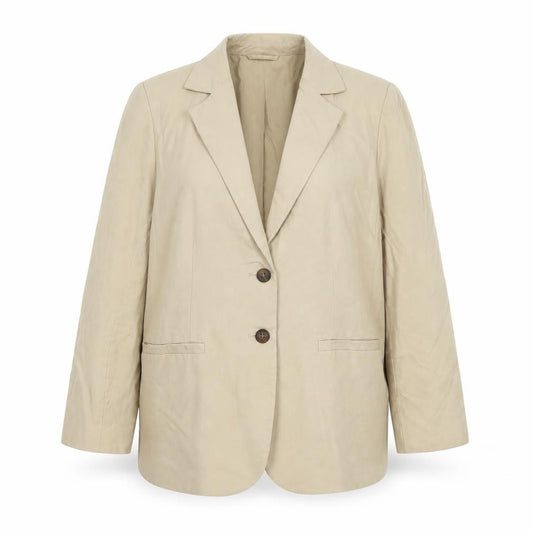 Marks & Spencer Women’s Beige UK 18 Long Notch Lapel 2 Button Blazer