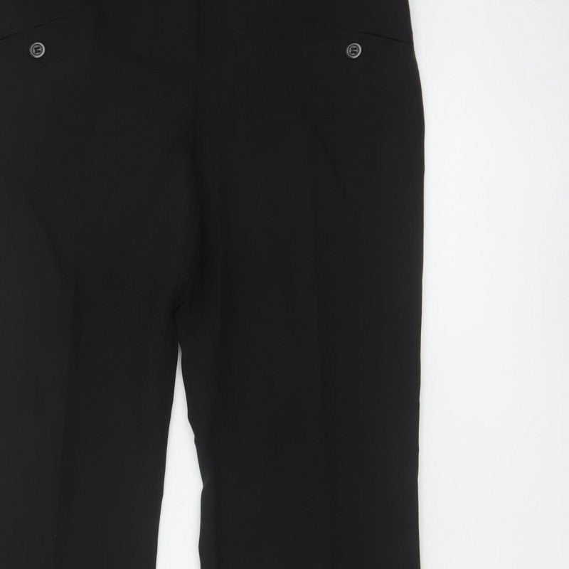 Rinascimento Women Black UK 8 Bootcut Smart Trousers Button Pockets