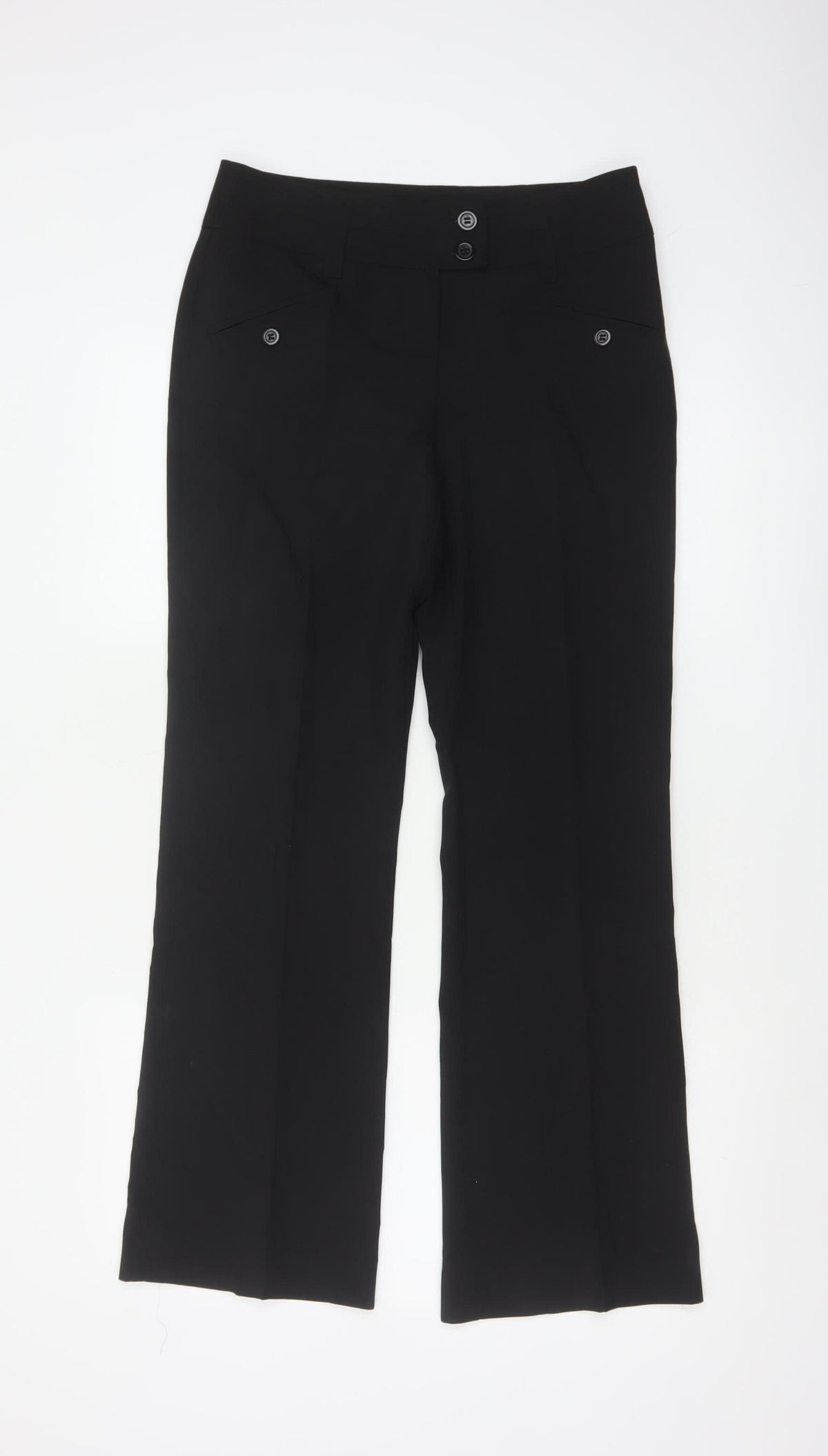 Rinascimento Women Black UK 8 Bootcut Smart Trousers Button Pockets