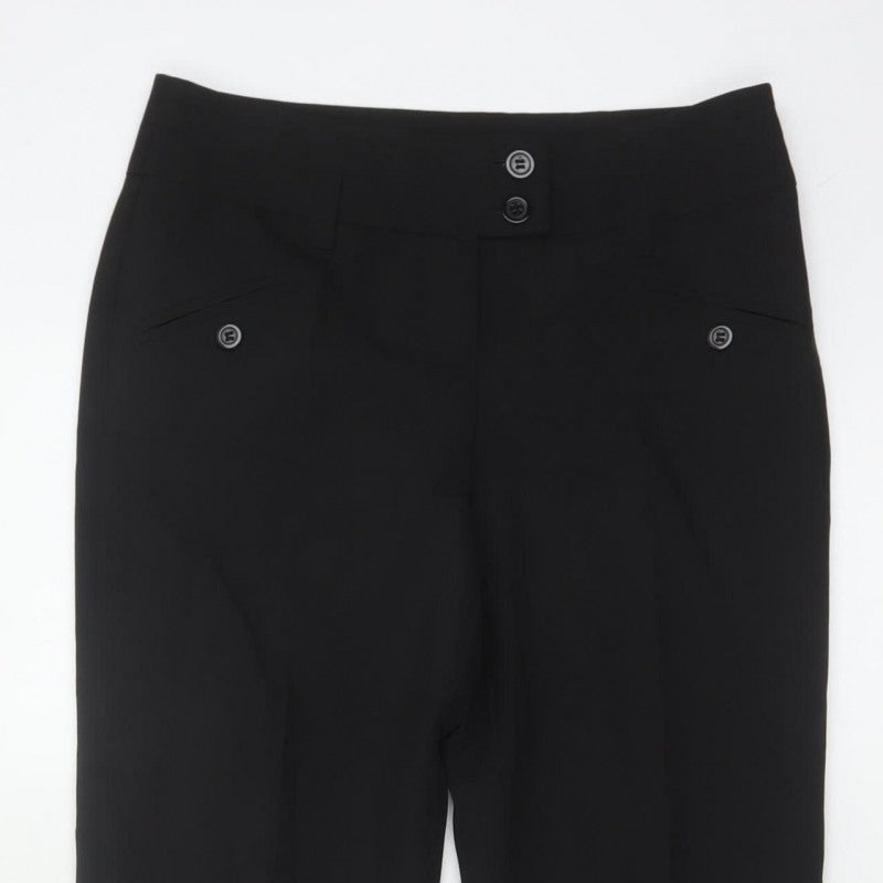 Rinascimento Women Black UK 8 Bootcut Smart Trousers Button Pockets