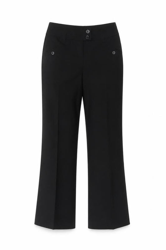 Rinascimento Women Black UK 8 Bootcut Smart Trousers Button Pockets