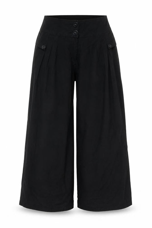 XXL Trends Women Black XL Harem Wide-Leg Linen Cotton Trousers