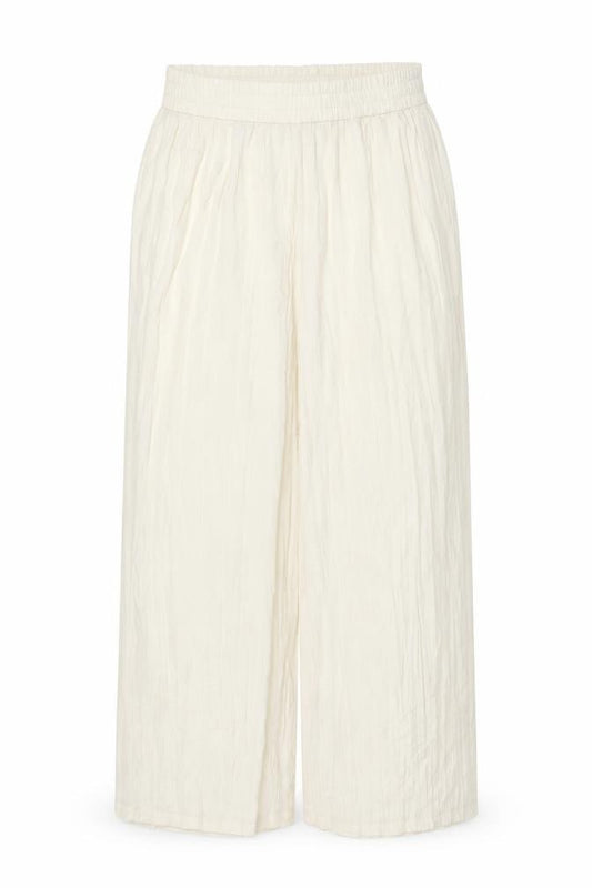 Zara Women Ivory L Wide-Leg Elastic Waist Lightweight Trousers