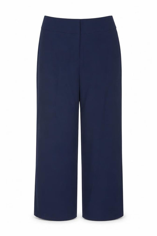 Damart Women Navy UK 16 Wide Leg Stretch Smart Trousers