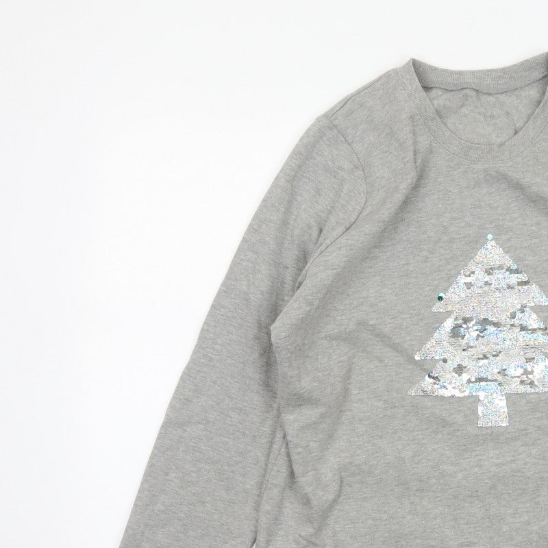 Avon Women Grey UK 14/16 Christmas Tree Sequin Pullover Sweatshirt