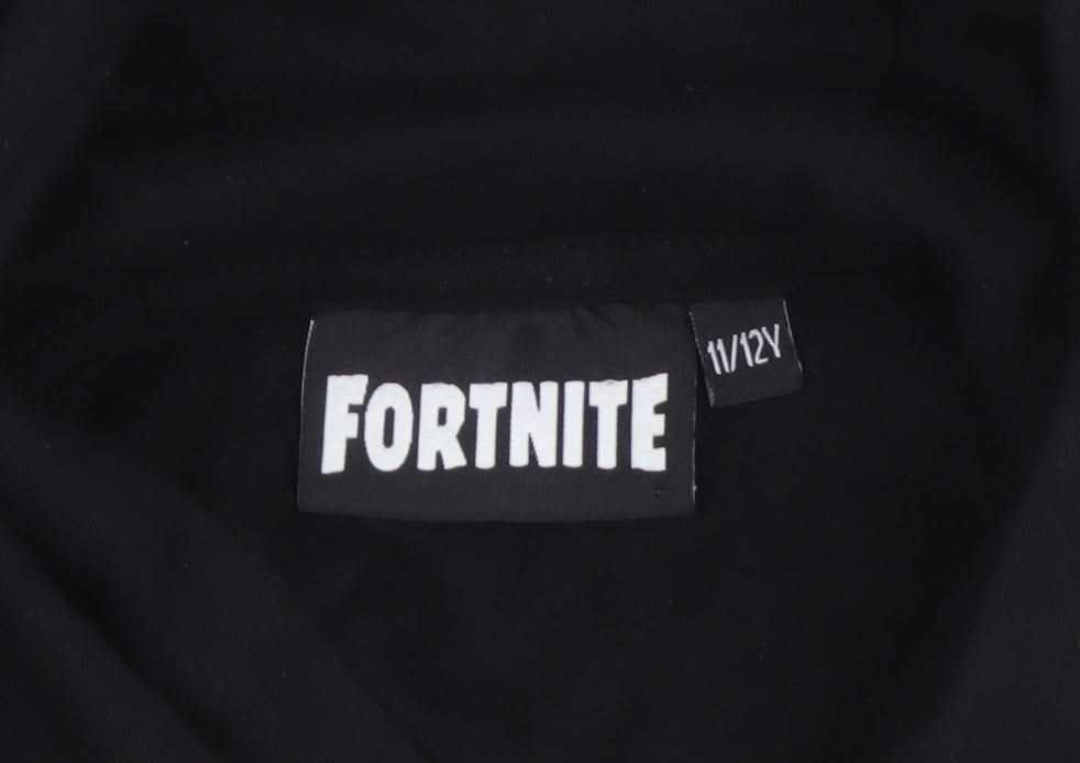 Fortnite Boys Black Logo Graphic Pullover Hoodie 11-12 Years