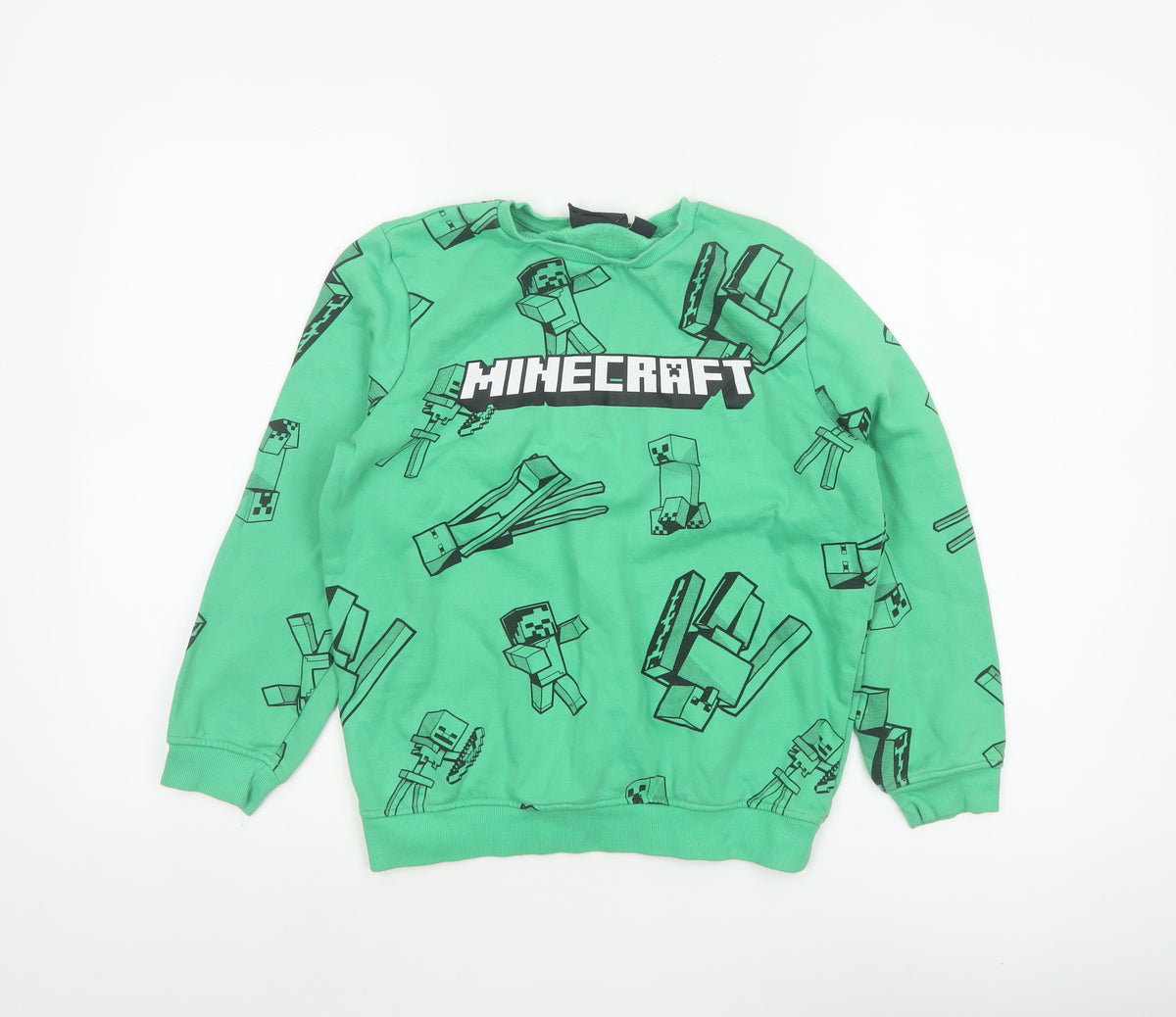 Minecraft Boys Green 11-12 Years Pullover Sweatshirt Graphic Print