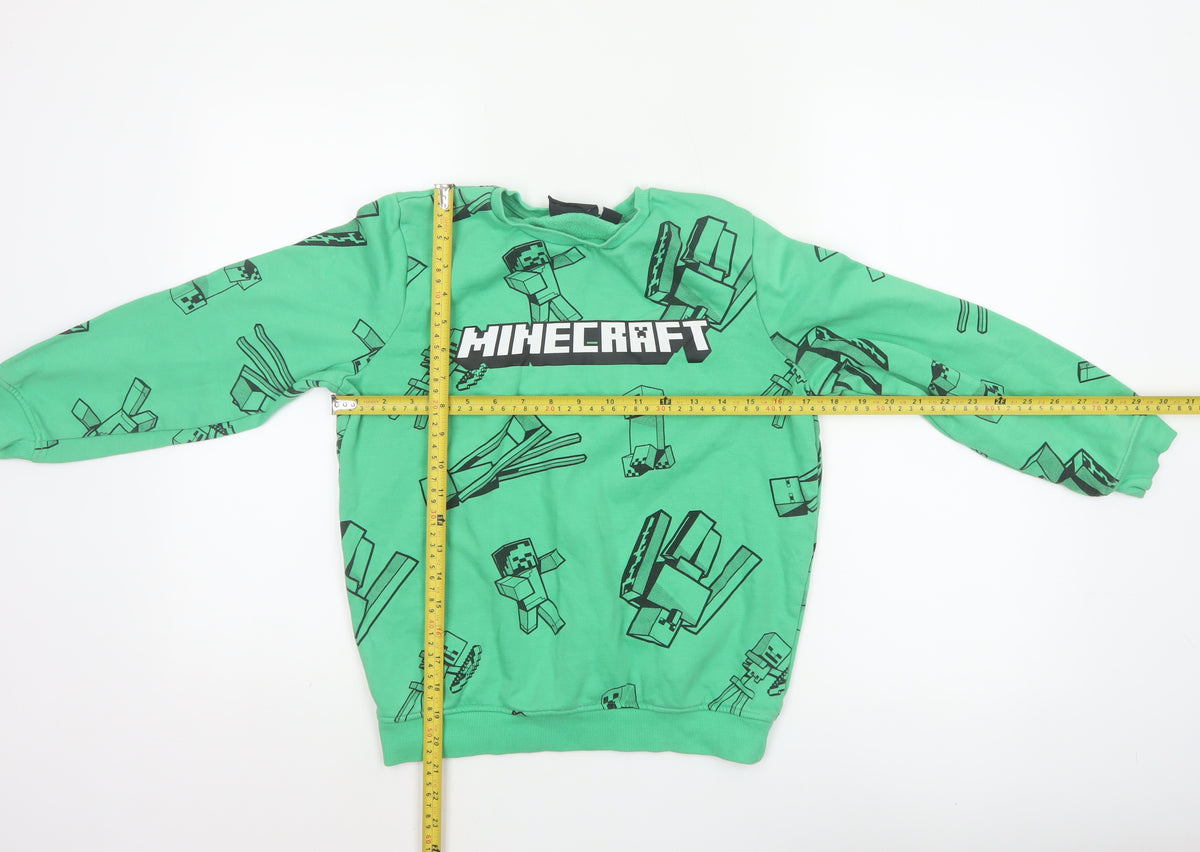 Minecraft Boys Green 11-12 Years Pullover Sweatshirt Graphic Print