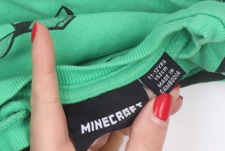Minecraft Boys Green 11-12 Years Pullover Sweatshirt Graphic Print