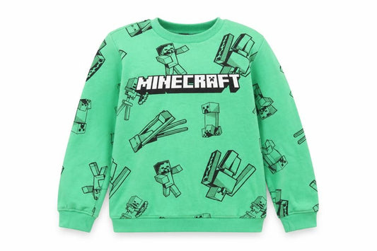 Minecraft Boys Green 11-12 Years Pullover Sweatshirt Graphic Print