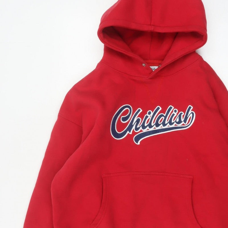 Childish Unisex Adults Red S Pullover Hoodie Graphic Print