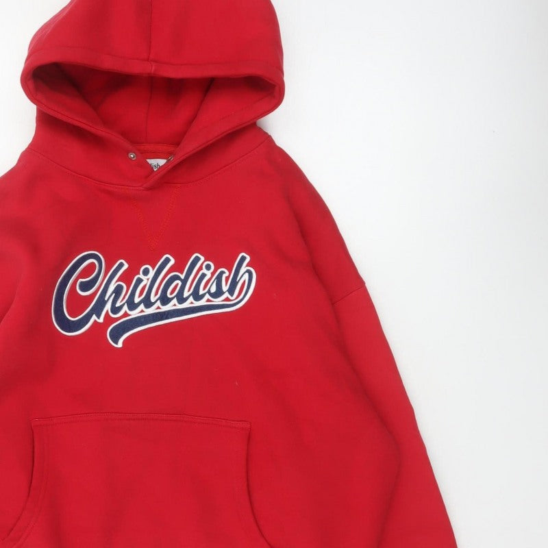 Childish Unisex Adults Red S Pullover Hoodie Graphic Print