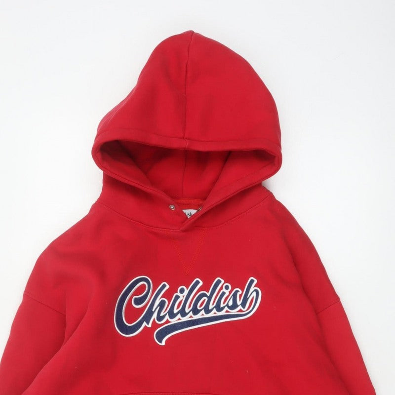 Childish Unisex Adults Red S Pullover Hoodie Graphic Print