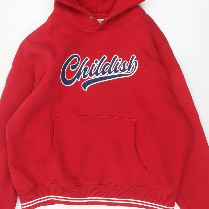 Childish Unisex Adults Red S Pullover Hoodie Graphic Print