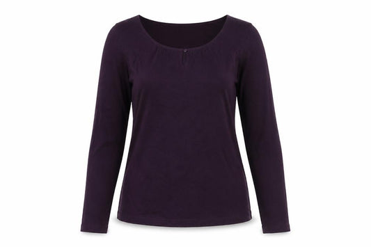 White Stuff Women Purple UK 10 Long Sleeve Scoop Neck Jersey Blouse