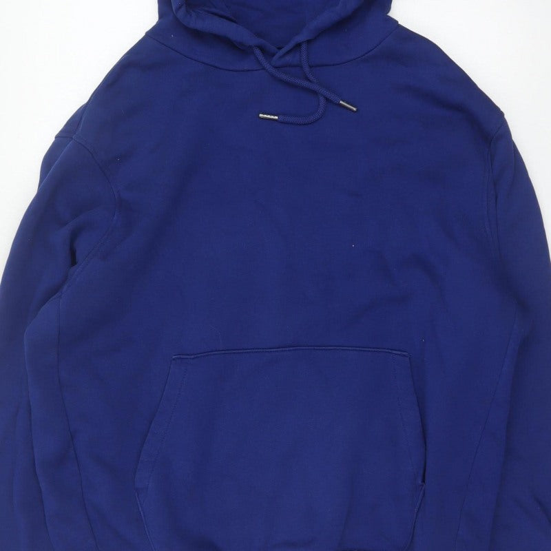 Next Men's Blue M Pullover Hooded Cotton Blend Fleece Hoodie