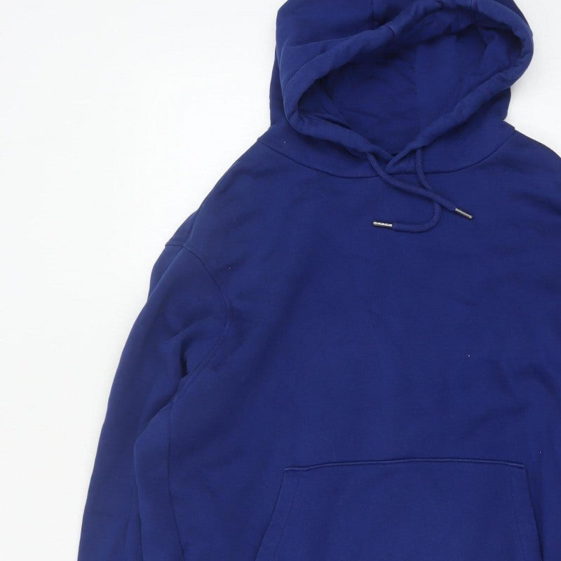 Next Men's Blue M Pullover Hooded Cotton Blend Fleece Hoodie