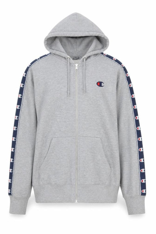 Champion Men’s Grey XL Full Zip Logo Tape Hoodie