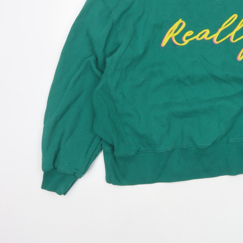 Next Women Green UK 18 Really? Embroidered Crew Neck Sweatshirt