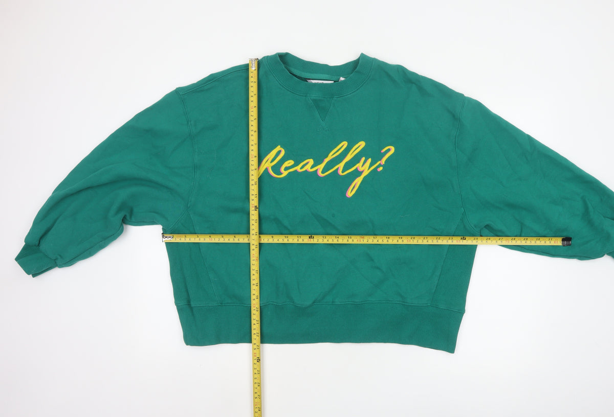 Next Women Green UK 18 Really? Embroidered Crew Neck Sweatshirt