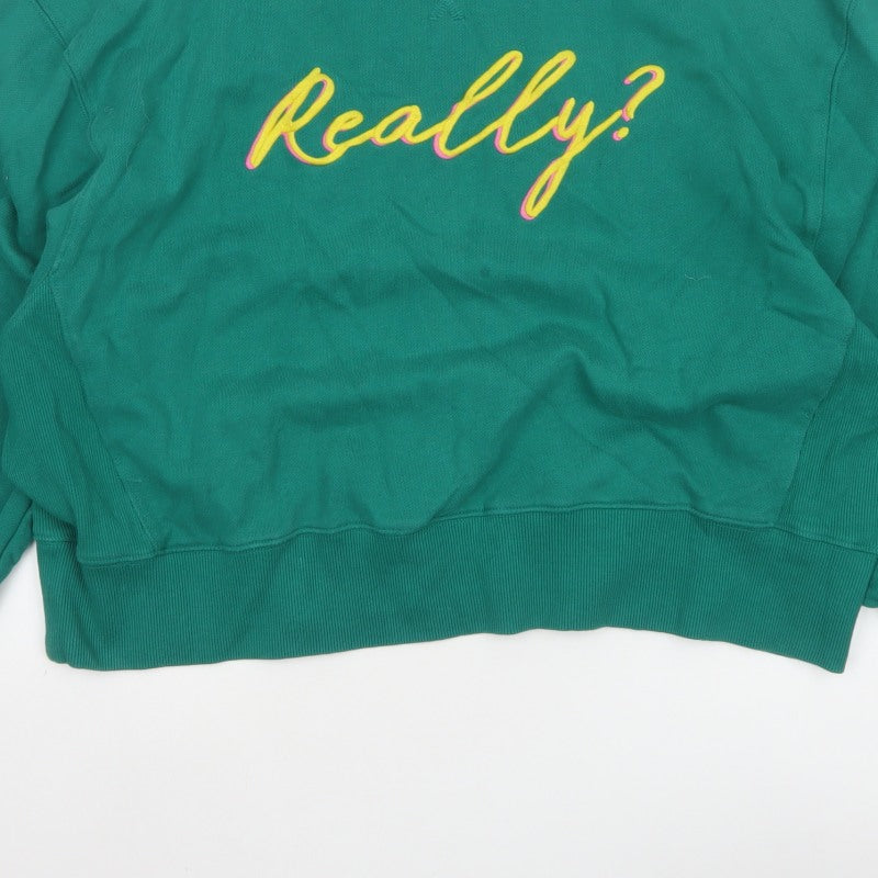 Next Women Green UK 18 Really? Embroidered Crew Neck Sweatshirt