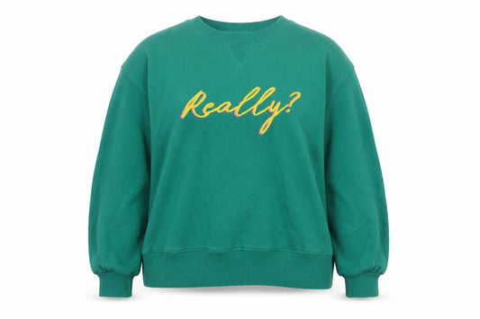 Next Women Green UK 18 Really? Embroidered Crew Neck Sweatshirt